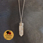 Colar em Aço com Orgonite e Quartzo Cristal