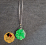 Colar em Aço com Jade Verde (Baguá Yin Yang)