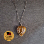 Colar com Coração Olho de Tigre (Metal)