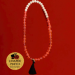 Japamala 54 Contas - Quartzo Cereja c/Howlita Branca